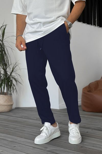 THE RULE Men's Navy Blue Relaxed Seasonal Casual Classic Comfortable Fit Elastic Waist Flexible Fabric Jogger Pants