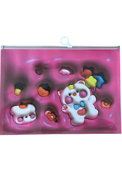 Südor A4 Teddy Bear Patterned Zipper File Zipper Envelope File