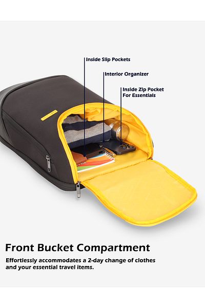 Lavie Sport 23L Duke Backpack | 18 inches | Laptop Compatiable (Black/Yellow)