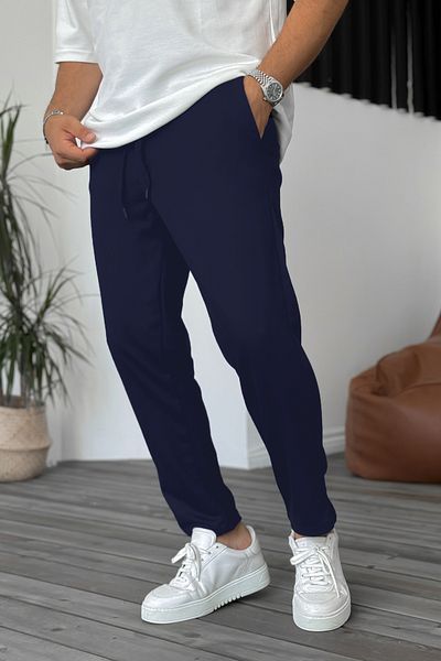 THE RULE Men's Navy Blue Relaxed Seasonal Casual Classic Comfortable Fit Elastic Waist Flexible Fabric Jogger Pants