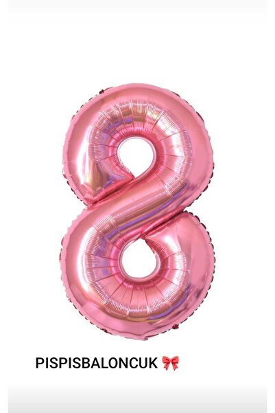 PISPISBALONCUK Krem Pembe Sarı Folyo Balon 8 Yaş Doğum Günü Süsleme Rakam Bal...
