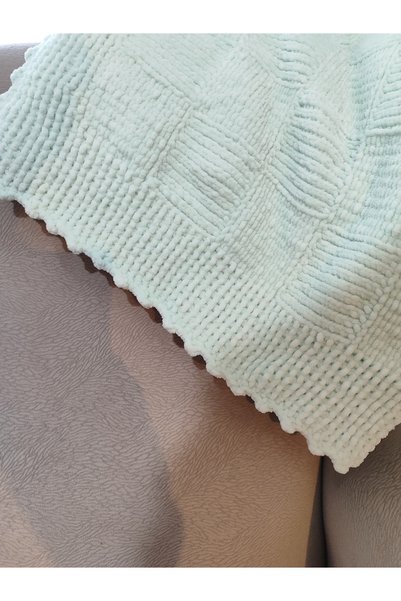 Denic Baby El Örmesi Yün Bebek Battaniyesi Su Yeşil'i 93*93cm