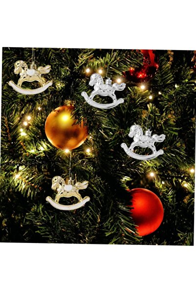 Yenigeldi 3 adet(2 altın 1 gümüş tenk ) At Yılbaşı Süsü Ağaç Süs Parti Noel Dekorasyon T228