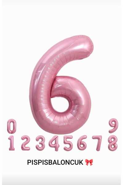 PISPISBALONCUK Krem Pembe Sarı Folyo Balon 6 Yaş Doğum Günü Süsleme Rakam Bal...