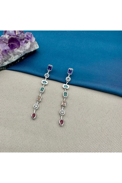 Opia Takı & Aksesuar Seven Elements Stone Dangle Imported Long Earrings