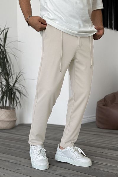 THE RULE Men's Beige Relaxed Seasonal Loose Classic Comfortable Fit Elastic Waist Flexible Fabric Jogger Pants