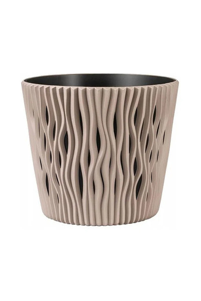 SGTT Ghiveci decorativ pentru flori, rotund, maro, capacitate 3l, 16x18 cm