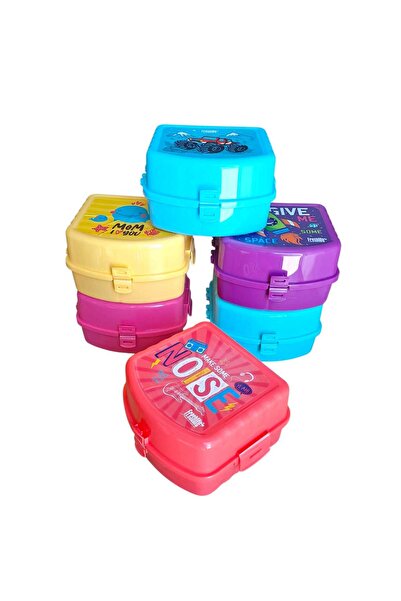 SWENCRAFT 2 Lunch Boxes, 4 Compartments, 2 Layers, Lockable Lunch Box (2 Pieces)