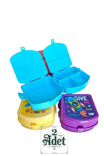 SWENCRAFT 2 Lunch Boxes, 4 Compartments, 2 Layers, Lockable Lunch Box (2 Pieces)