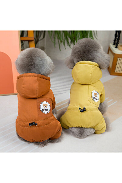 CAZEO Köpek Kışlık Polar Tulum Mont – Kahverengi – M Beden