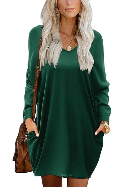 OEM Casual dress in soft, breathable and comfortable fabric, green S