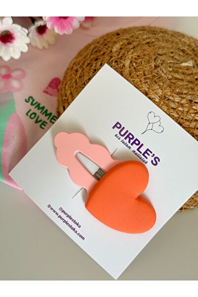 PURPLE'S BİR TUTAM MUTLULUK Maxi. Heart Snap Buckle // Baby Kids Buckle // Hair Accessory // School Buckle