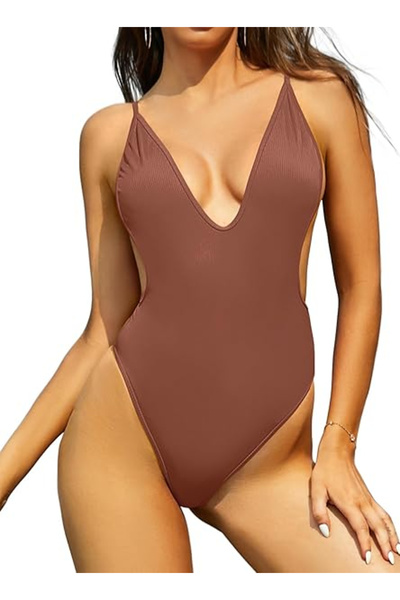 OEM Women's one-piece swimsuit, Brown M