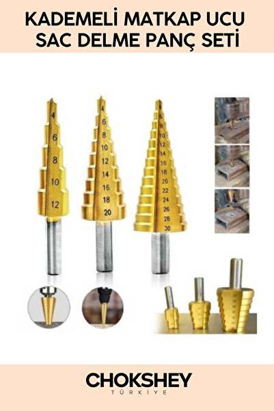 Onba Çift Yiv Sistemli Çatlatmadan Kesim Kademeli Matkap Ucu Sac Delme Panç Seti
