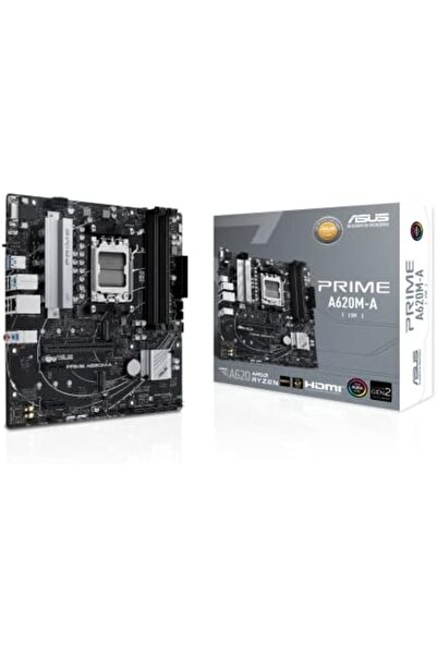 ASUS لوحة أم PRIME A620M-A-CSM AMD A620 AM5 DDR5 6400 DP HDMI VGA Dual M.2 USB3.2 Aura RGB mATX