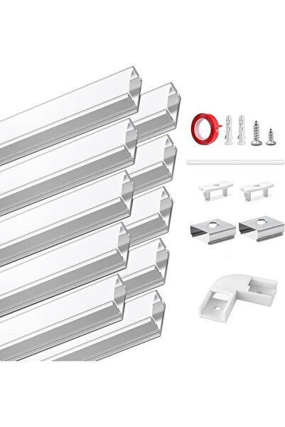 OEM Profil din aluminiu în formă de U 10X1m pentru bandă LED, cu set de accesorii