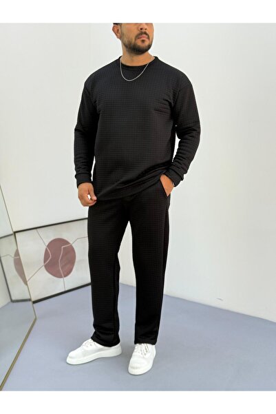 Baycombine35 Ανδρικό σετ αθλητικής φόρμας με καπιτονέ υφασμάτινο σχέδιο βάφλα