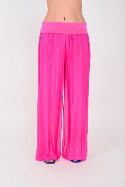 CELTMODA Women's Lined Imported Silk Trousers - Pink