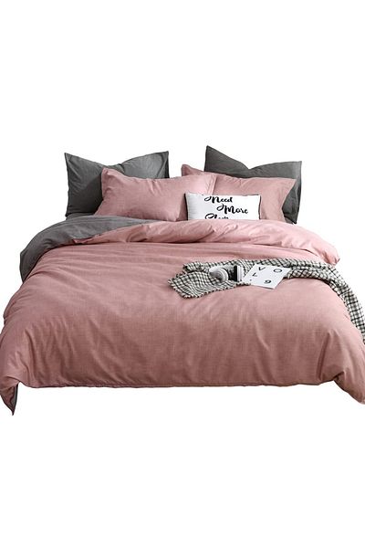 OEM Bed linen with zipper 140x200 soft, beige, pink or purple and 1 pillowcase 70x90cm