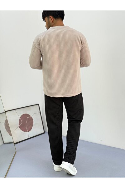 Baycombine35 Ανδρικό σετ αθλητικής φόρμας με καπιτονέ υφασμάτινο σχέδιο βάφλα