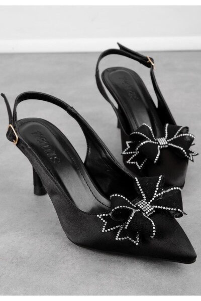 thebestnzm Mewi black satin high heeled shoes