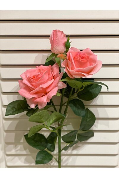 Dekordan House Yapay 1. Kalite 3 Dal Islak Gül Demeti (75cm)