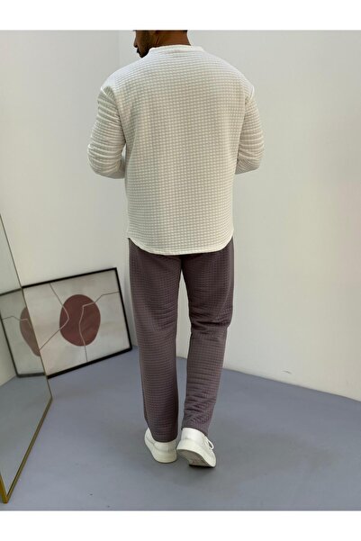 Baycombine35 Ανδρικό σετ αθλητικής φόρμας με καπιτονέ υφασμάτινο σχέδιο βάφλα