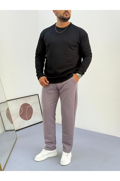 Baycombine35 Men's Quilted Patterned Waffle Fabric Tracksuit Set