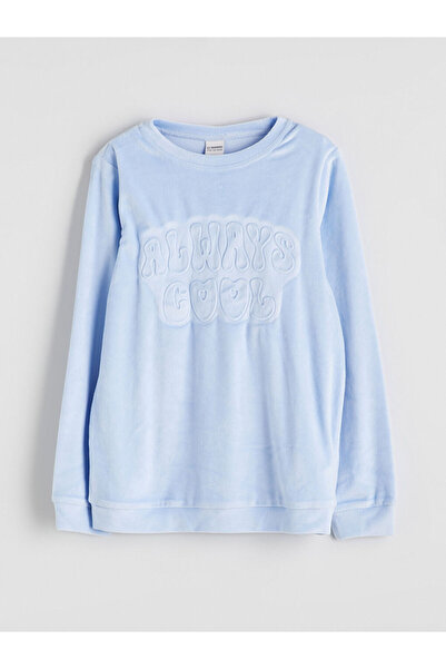 LC Waikiki Stilinizi Bize Bırakın | Bisiklet Yaka Kadife Kız Çocuk Pijama Takımı