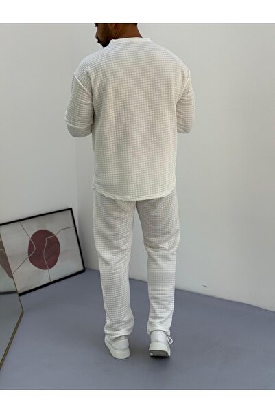 Baycombine35 Ανδρικό σετ αθλητικής φόρμας με καπιτονέ υφασμάτινο σχέδιο βάφλα