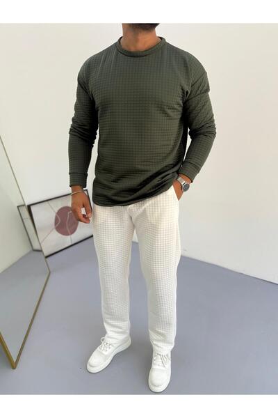 Baycombine35 Men's Quilted Patterned Waffle Fabric Tracksuit Set