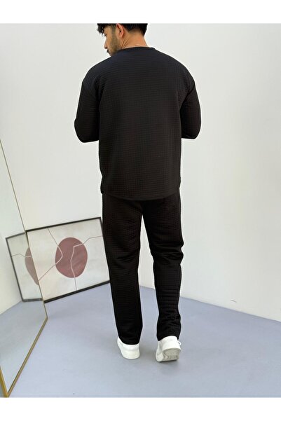 Baycombine35 Ανδρικό σετ αθλητικής φόρμας με καπιτονέ υφασμάτινο σχέδιο βάφλα