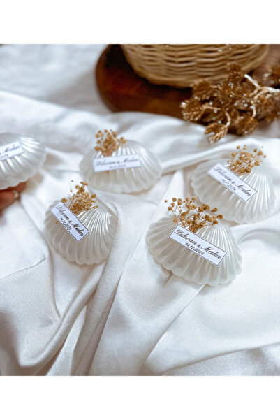 Genel Markalar 20 Adet İstiridye Kutu İçerisinde Mum, Nikah Şekeri, Doğum, Sünnet, Düğün Nişan Kına, Doğum Günü