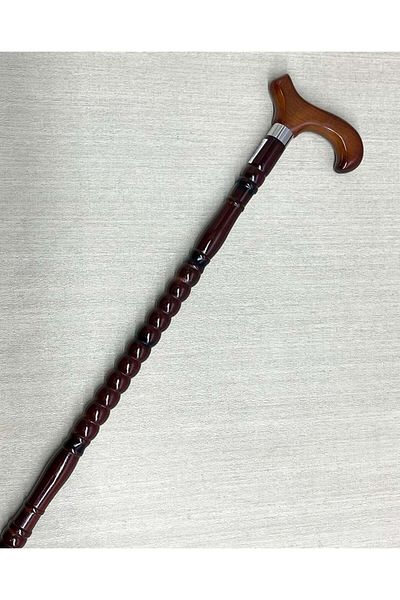 İstangül Butik Brown Wooden Walking Stick with Comfortable Grip