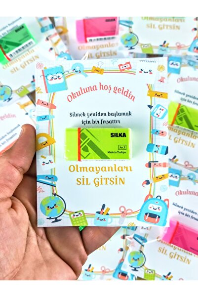 10 Adet OKULUNA HOŞ GELDİN Hediyesi Silgi