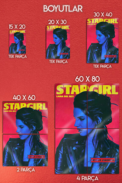 DekorHane Metal Baskı - Lana Del Rey Metal Tablo – Stargirl Retro Sanat Poster, Müzik Afiş Modern Duvar Dekoru