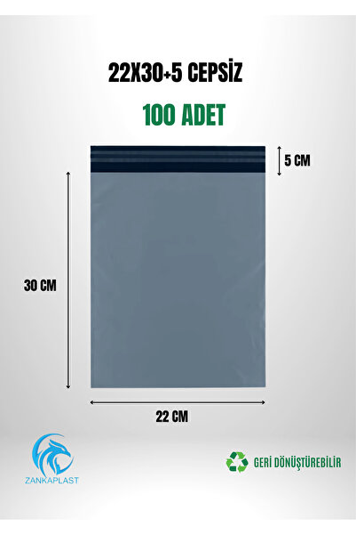 zankaplast Cepsiz Kargo Poşeti 100 Adet - 22 CM X 30 CM + 5 CM