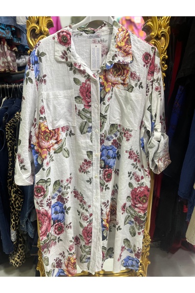 Butik Ayseba تونيك من الكتان الإيطالي بأكمام طويلة وترتر