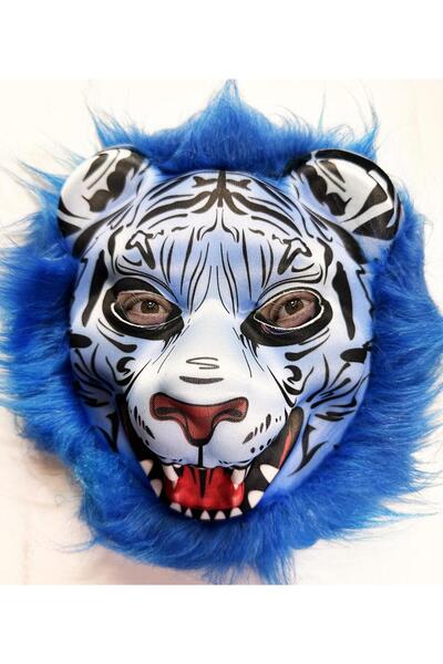 İstangül Butik Blue-haired tiger mask wolf mask mega plush 27 no