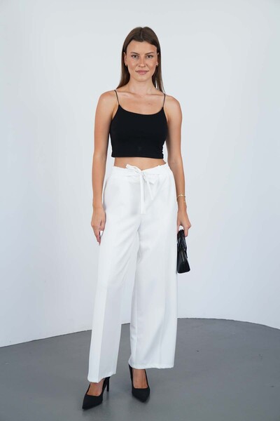 makarimato Modern Wide Leg Women's Double Fabric Trousers with Belt