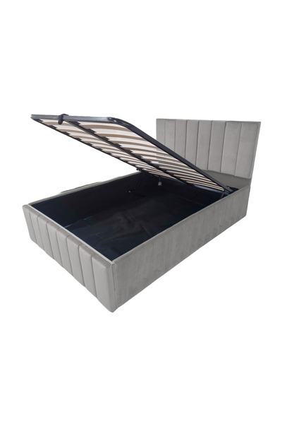 OEM Confort Plus Double UpholsteGri deschis Bed, 200/200 cm, Gri deschis, with Folding Metal Frame and S