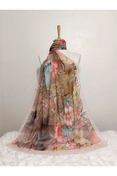 REMOMODA Floral Chiffon Shawl High Quality Fine Texture Soft Chiffon