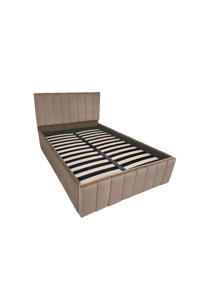 OEM Confort Plus Double UpholsteBej Bed, 140/200 cm, Bej, with Folding Metal Frame and Storage