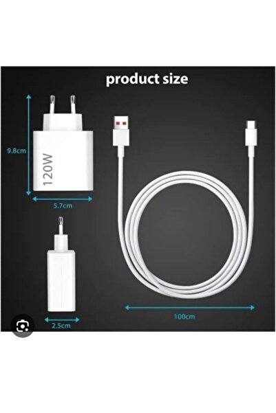 Asser 120 WATT HIZLI ŞARJ ÖZELLİKLİ A KALİTE ŞARJ SETİ ( TYP-C GİRİŞ )