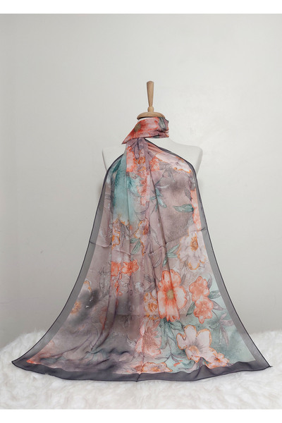 REMOMODA Floral Chiffon Shawl High Quality Fine Texture Soft Chiffon
