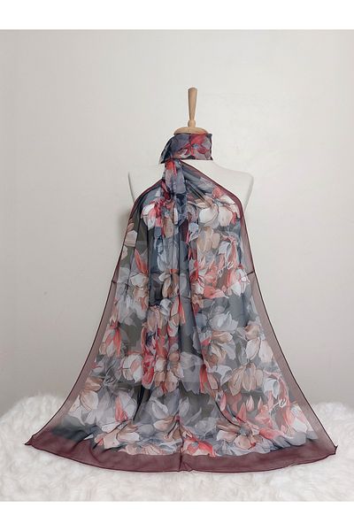 REMOMODA Floral Chiffon Shawl High Quality Fine Texture Soft Chiffon