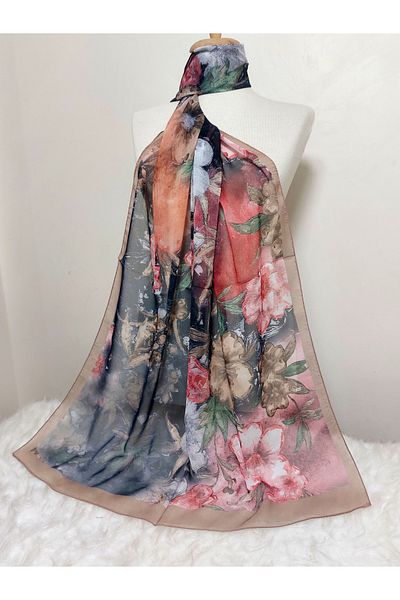 REMOMODA Floral Chiffon Shawl High Quality Fine Texture Soft Chiffon