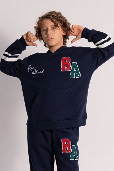 HAUSEkids 9-14 Years Athletic Rally Boy's Sweatshirt-Navy Blue
