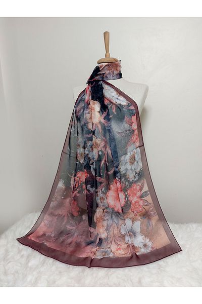 REMOMODA Floral Chiffon Shawl High Quality Fine Texture Soft Chiffon