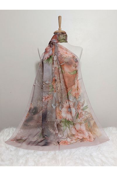 REMOMODA Floral Chiffon Shawl High Quality Fine Texture Soft Chiffon